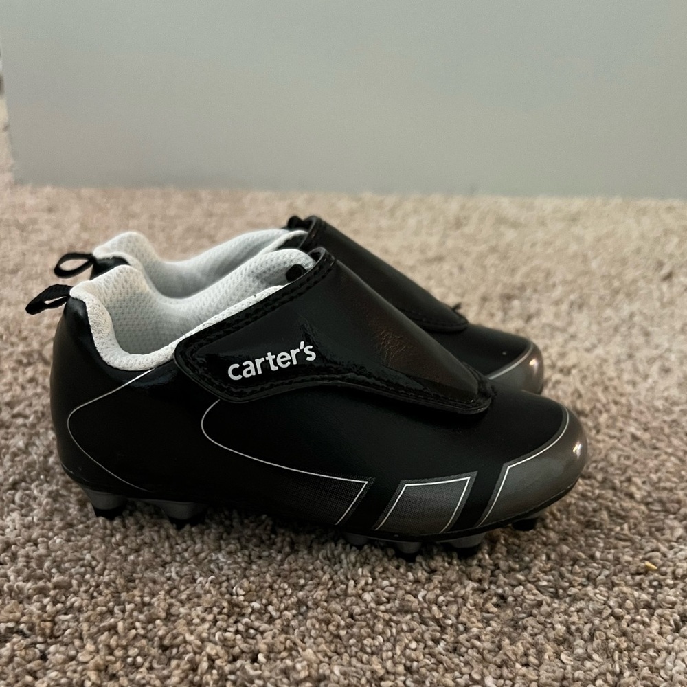 Carter’s Black/Silver Toddler Cleats, Size 8